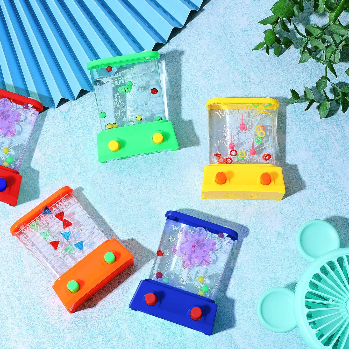 16Pcs Handheld Water Game Arcade Water Ring Toss Water Tables for Beach Toy Party Favor Fun Game Entertainment, Without Water (O