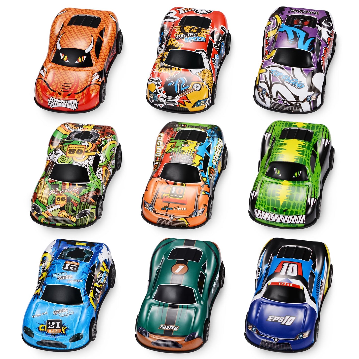 4.2'' Toy Cars Metal Race Cars Vehicles 9 Pack, Pull Back Cars Toys for Boys, Girls, Toddlers, Kids 2,3,4,5,6,7 Years Old, Party