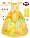Meland Princess Dress Up for Girls - Light Up Dress Up Clothes & Princess Costume for Toddler Girl Aged 3-10, Gift for Girls 3 4