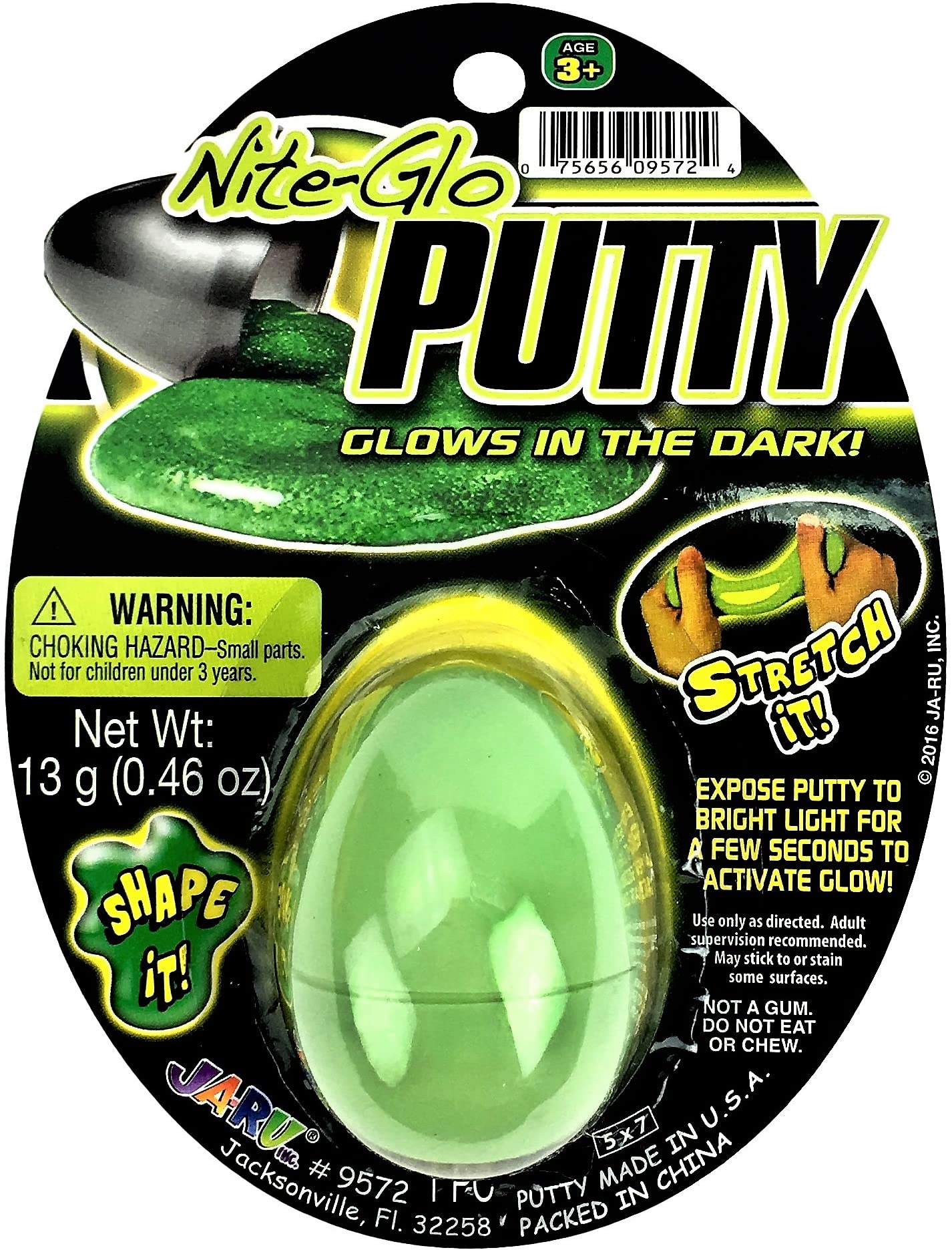 Ja-Ru Glow In The Dark Slime Eggs (2 Units) Squishy & Stretchy Putty For Kids. Sensory Stress Relief Toy. Mini Slime Party Favor