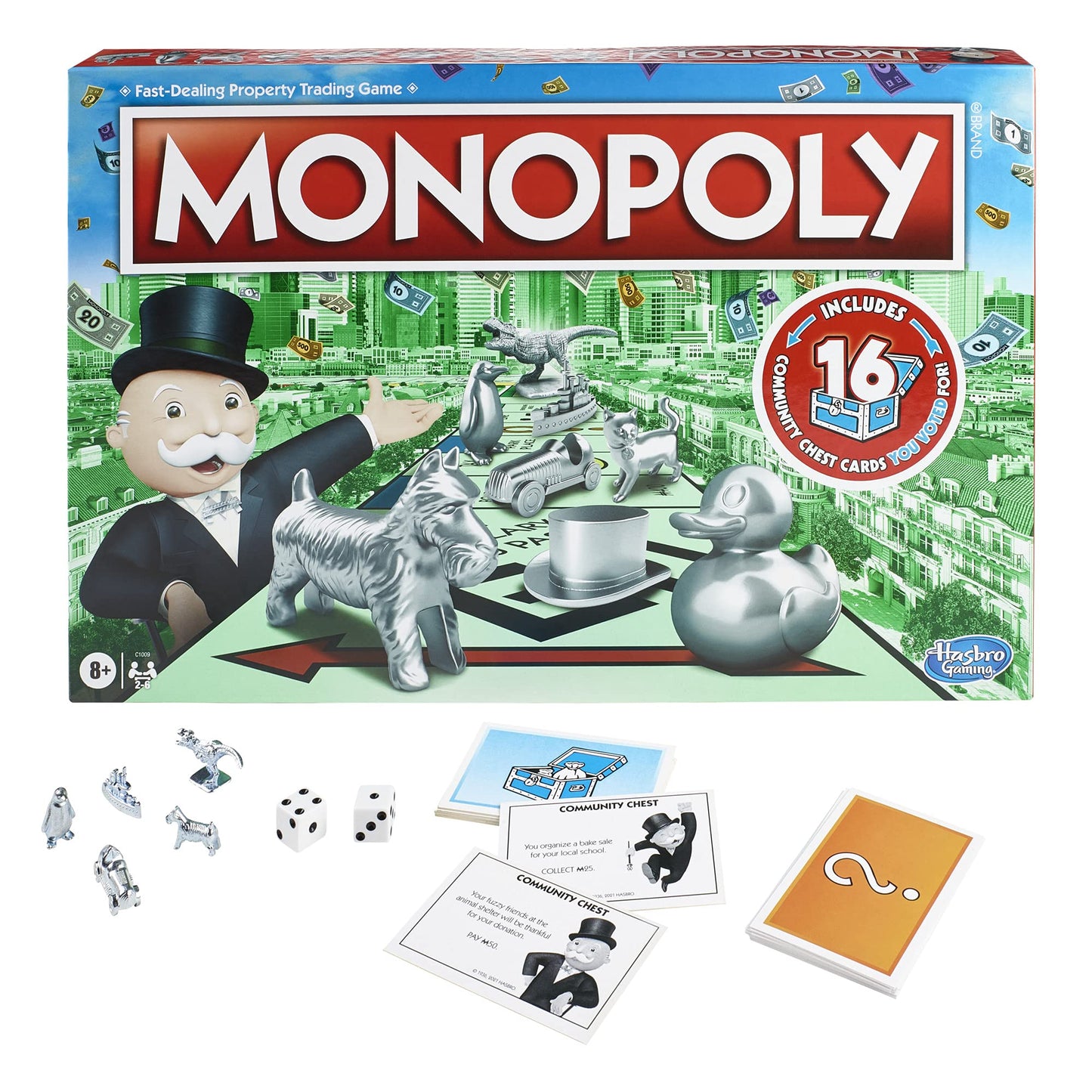 Monopoly Game for 2-6 Players, Family Board Game for Kids Ages 8+, Includes Fan Vote Community Chest Cards, Multicolor