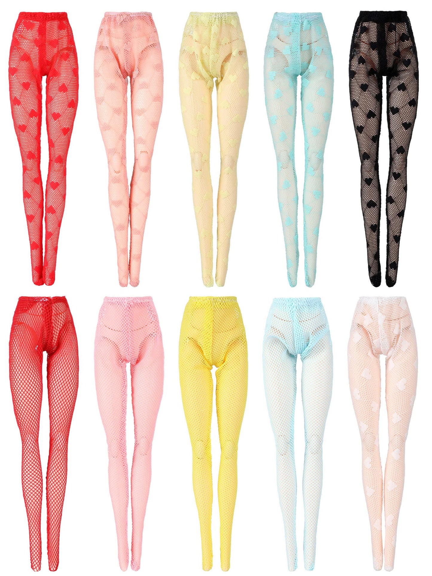 Sotiff 10 Pairs Doll Lace Stockings Handmade Long Sock Christmas Elf Doll Accessories Legging For Diy Doll Clothes Toy(Cute Style)