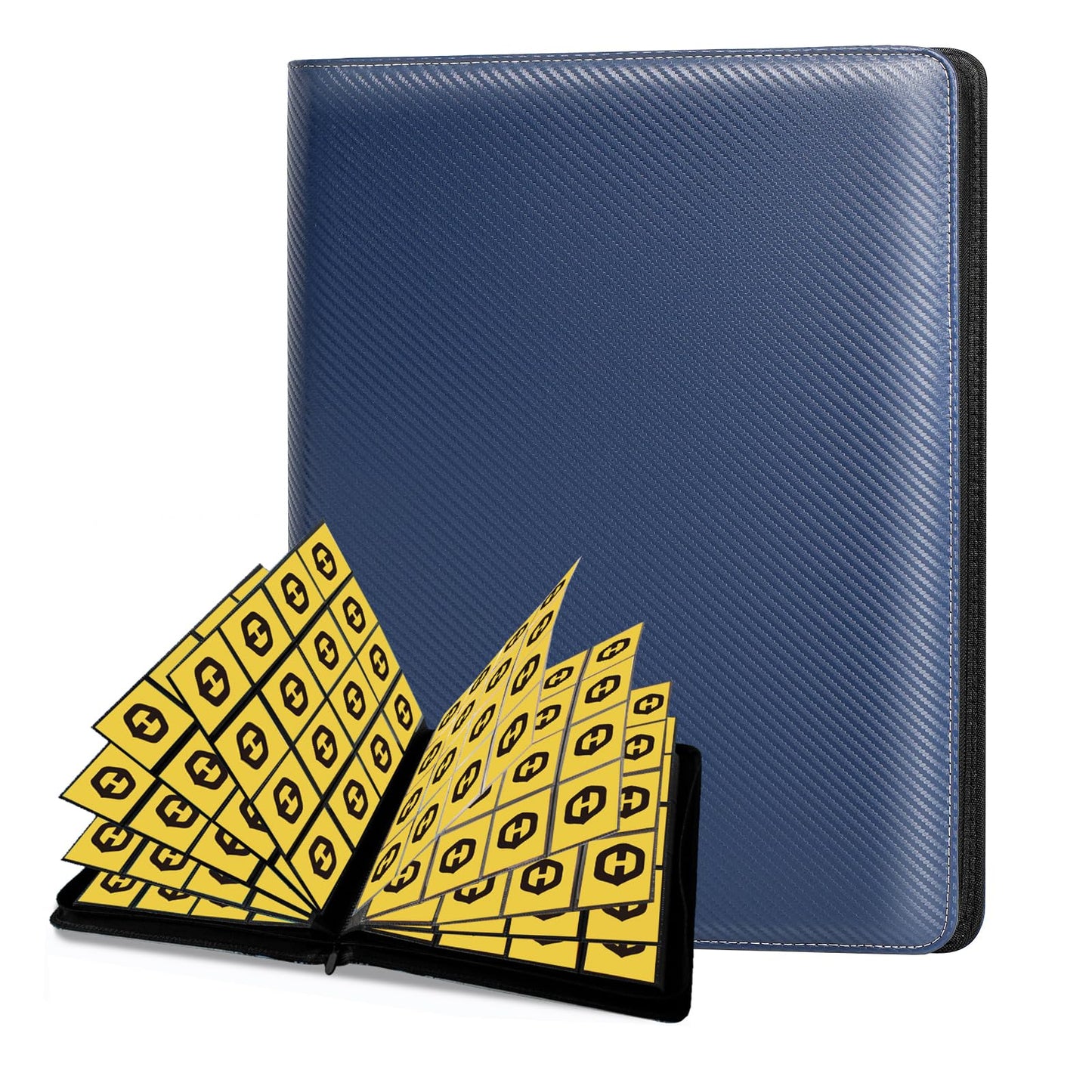 HESTECH 16 Pocket Card Binder enhanced Trading Card binder for 1000+ Cards Side Loading Card Binder with Zipper Ringless Trading Card Album Folder for MTG TCG Sports Cards Navyblue