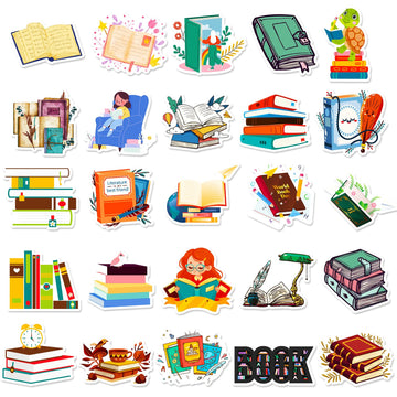 100 Pcs Book Stickers Bulk, Reading Stickers For Water Bottles, Library Stickers, Book Accessories For Reading Lovers, Vinyl Wat