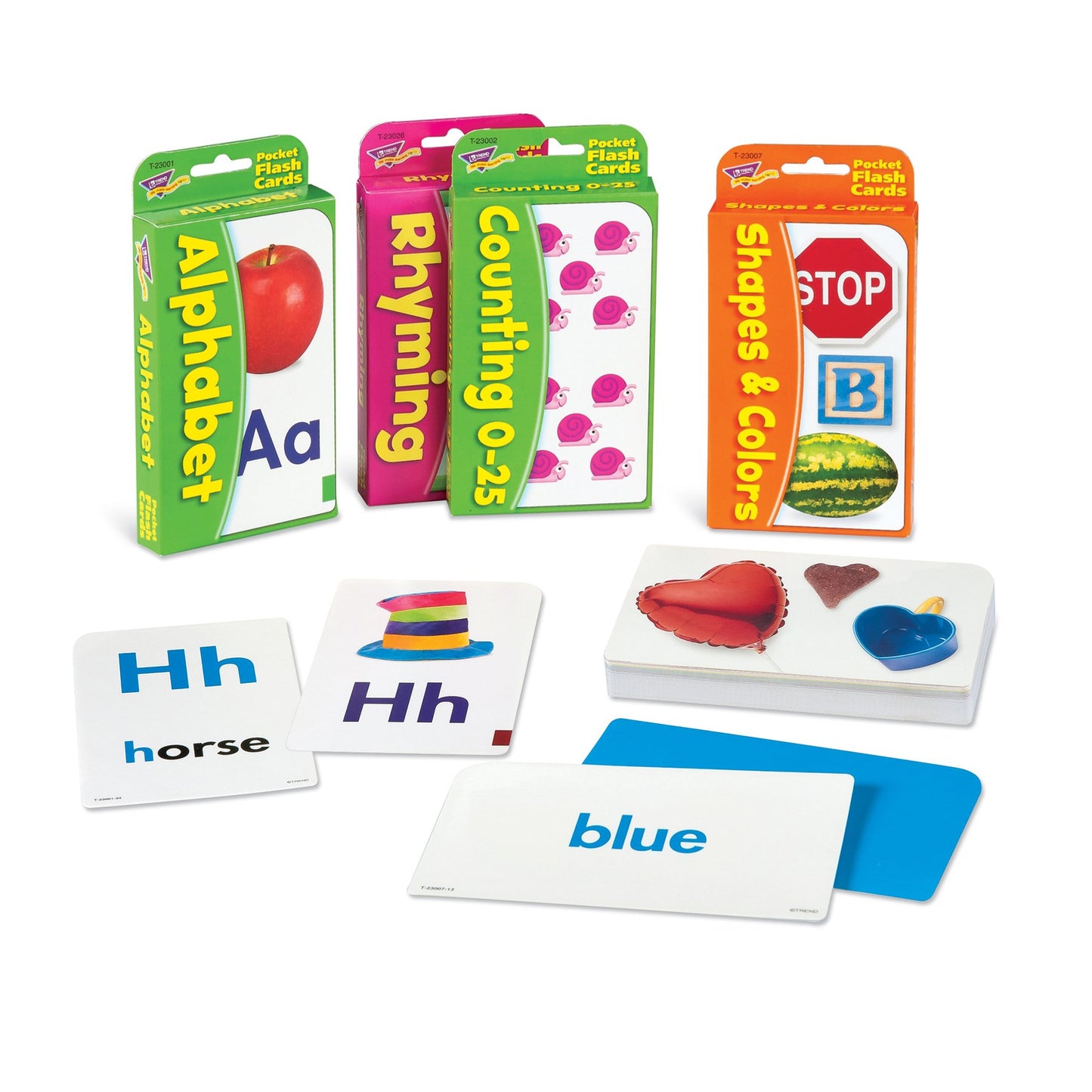 Trend Enterprises: Early Skills Power Pack, 4 Flash Card Set Includes Rhyming, Alphabet, Shapes & Colors, Counting 0-25, Self-Checking Design, For Ages 3 And Up
