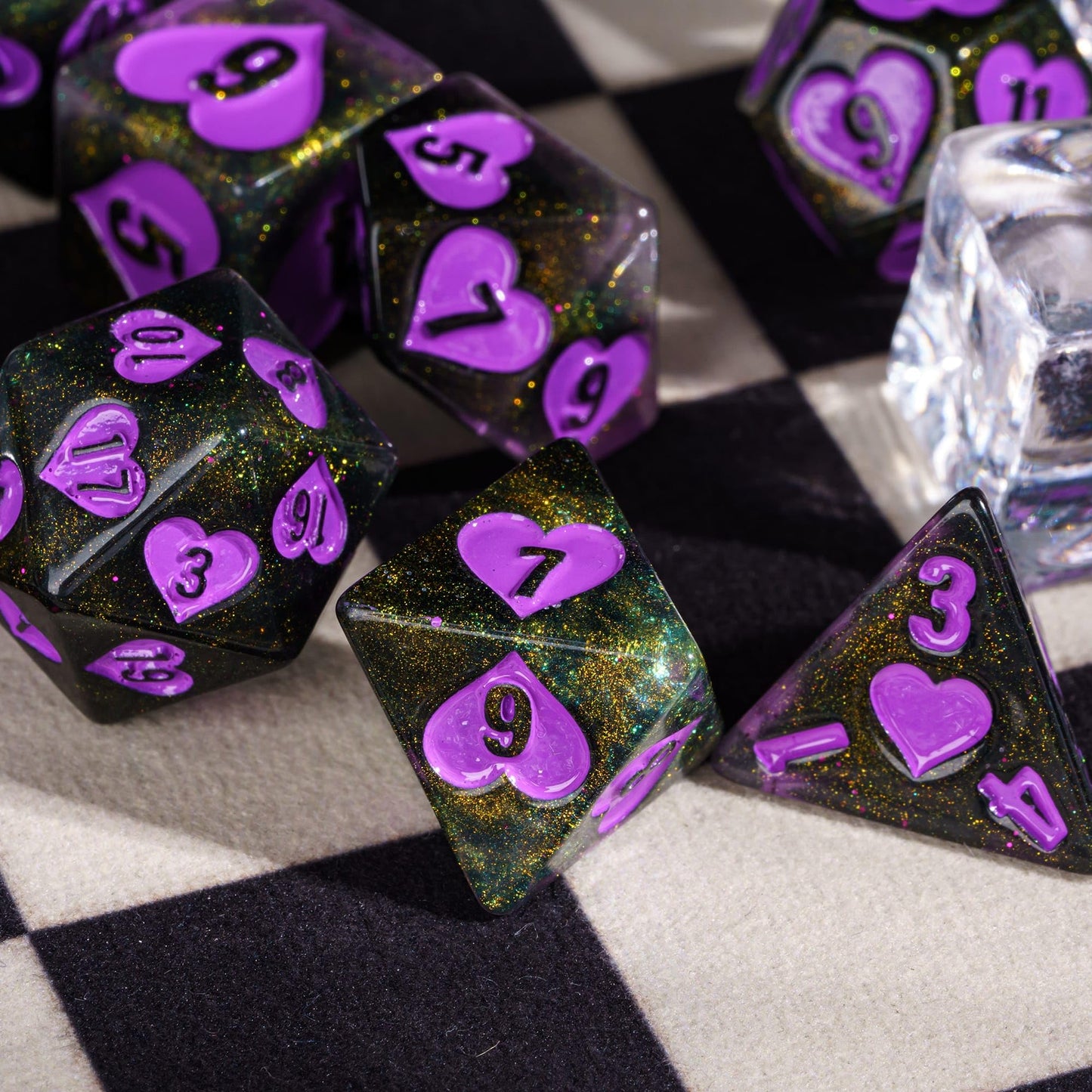 HDdais 8 Piece DND Dice Set, Heart Polyhedral Dice Set Extra D12 D&D Dice for Dungeons and Dragons Role Playing Game and Other T