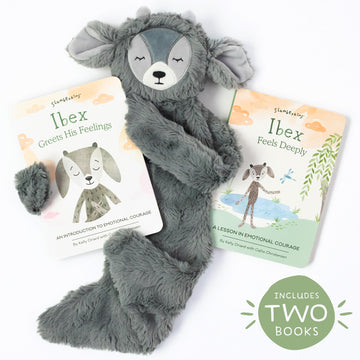 Slumberkins Ibex Snuggler & 2 Board Books Complete Set Bundle | Promotes Emotional Courage, Resilience & Empathy | Social Emotio