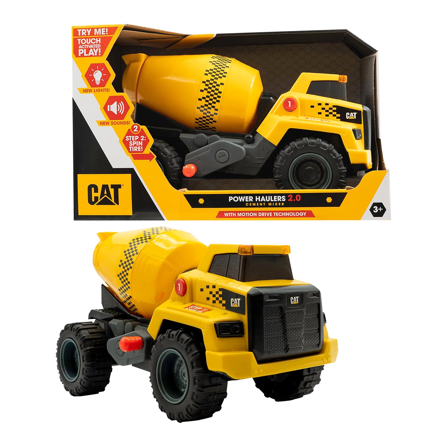 Cat Construction Toys, 11.5'' Power Haulers 2.0 Cement Mixer, Lights And Sounds, Ages 3 And Up