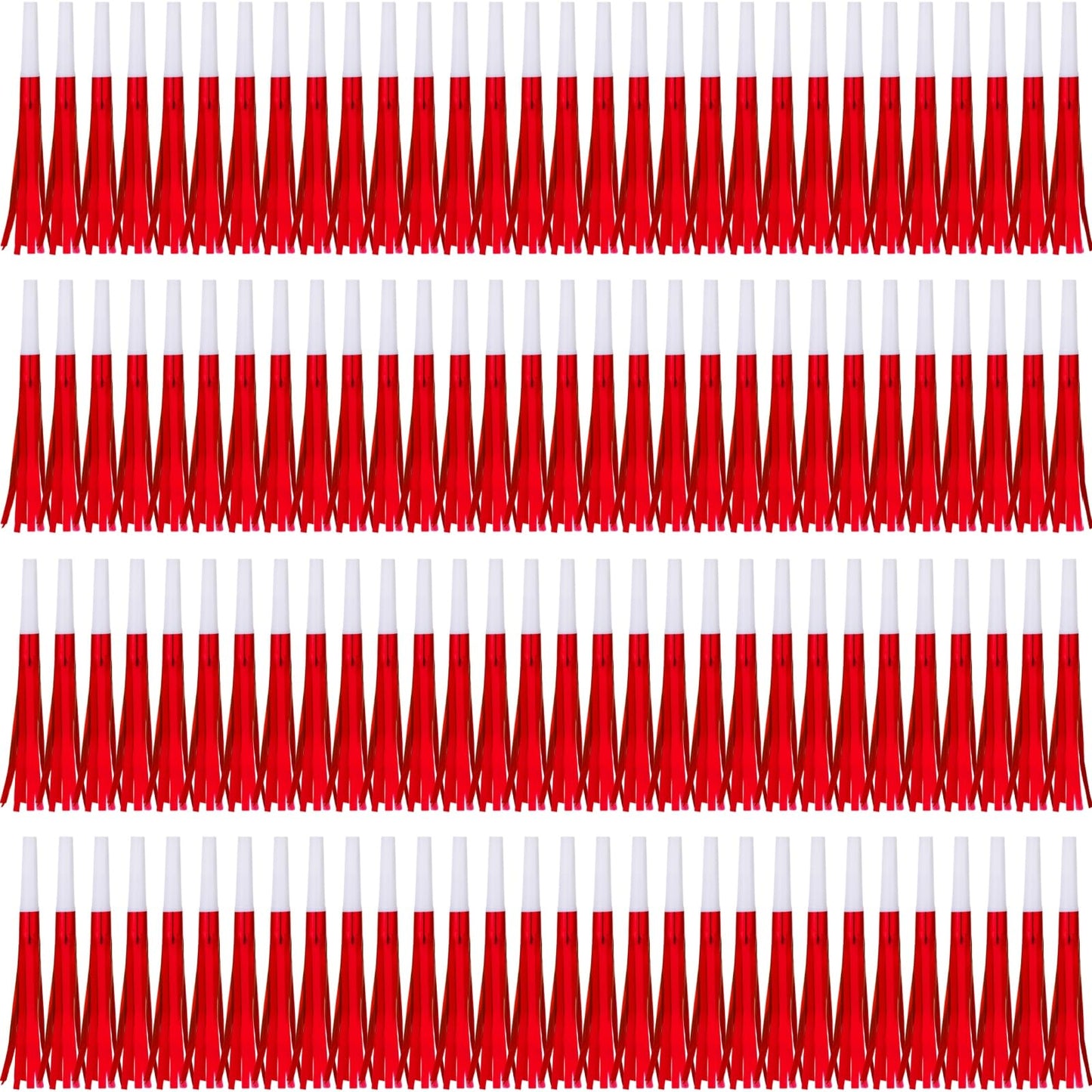Lcpqmzgh 120 Pcs Gold Noise Makers, Metallic Fringed Noise Makers For New Year Party Favor Supplies (Red)