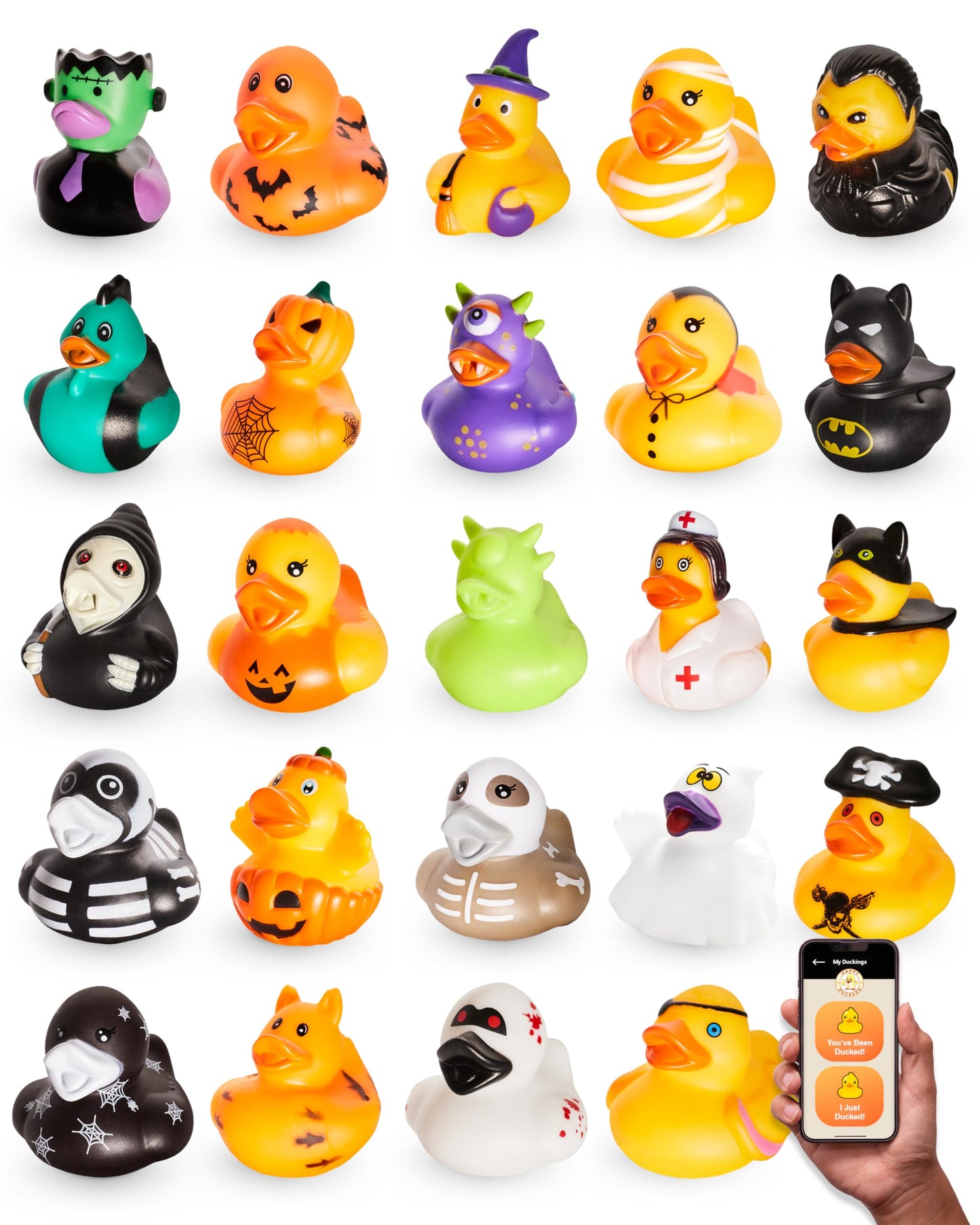 Jeep Ducks For Ducking (24 Pieces) - Halloween Ducks For Jeeps - 2' Halloween Themed Rubber Ducks Jeep Ducking - Plus Official Duck Duck Jeep Mobile App - Kid'S Party Favor