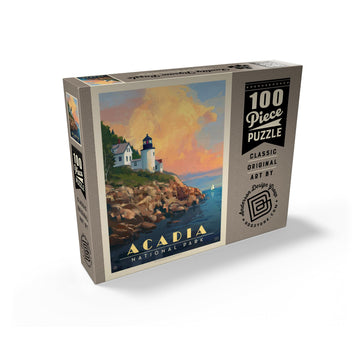 MyPuzzle Acadia National Park: Lighthouse Vintage Poster - enhanced 100 Piece Jigsaw Puzzle for mature-themeds