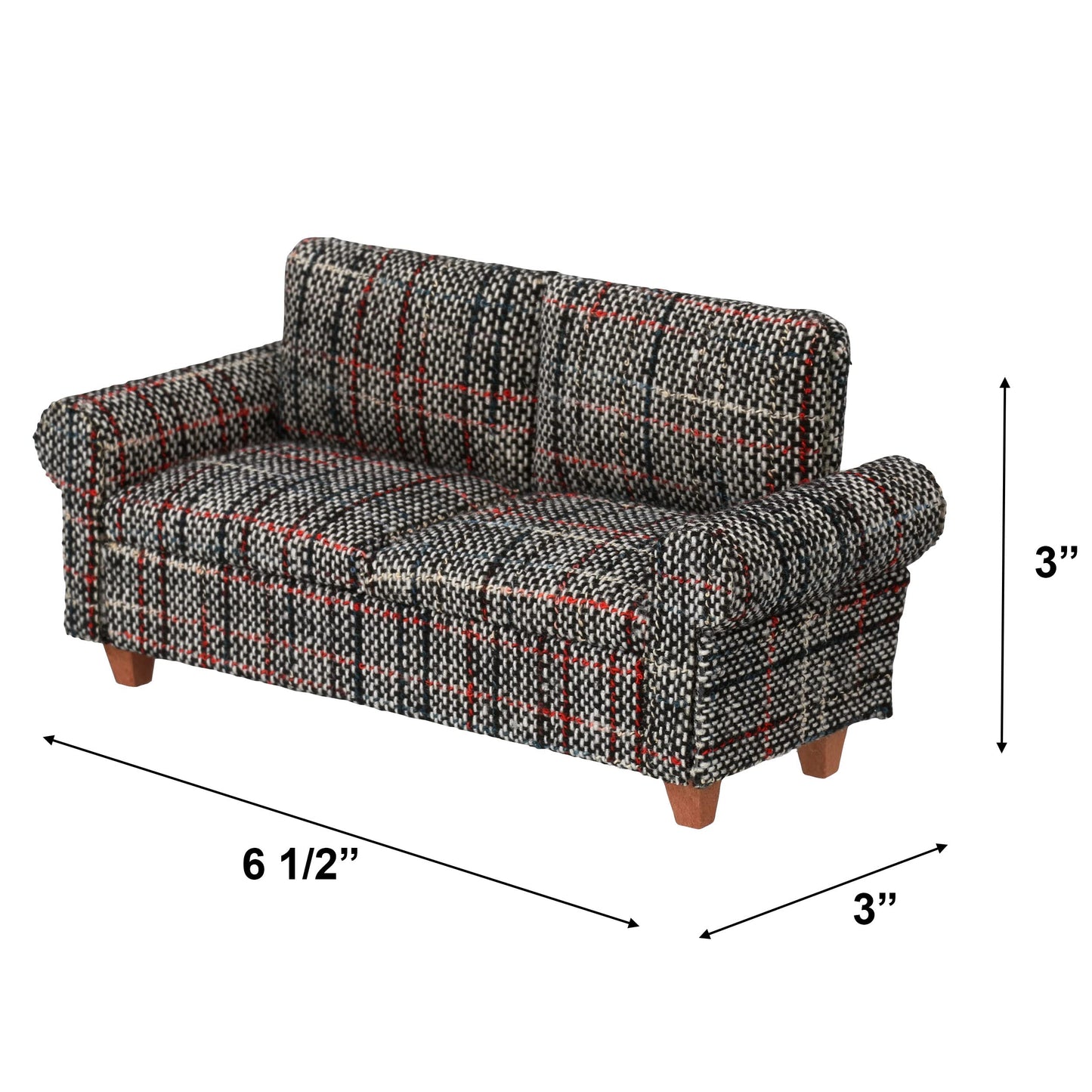 Gray Dollhouse Sofa Couch, Miniature Living Room Furniture Loveseat, Accessories For 6 Inch Dolls, 1/12 Scale