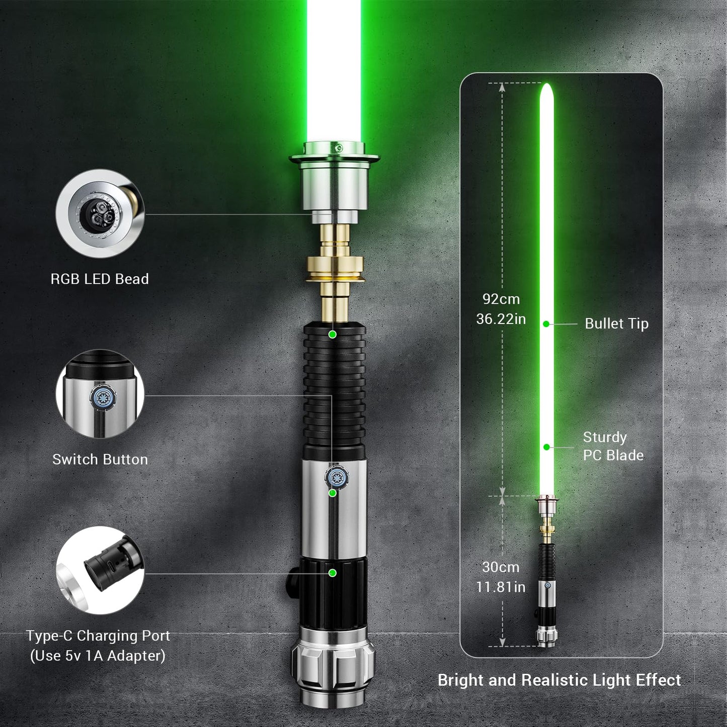 Damiensaber Upgrade Rgb3.0 Light Saber, Motion Control Smooth Swing Light Sabers,16 Sound Fonts Saber With Infinite Color Changi