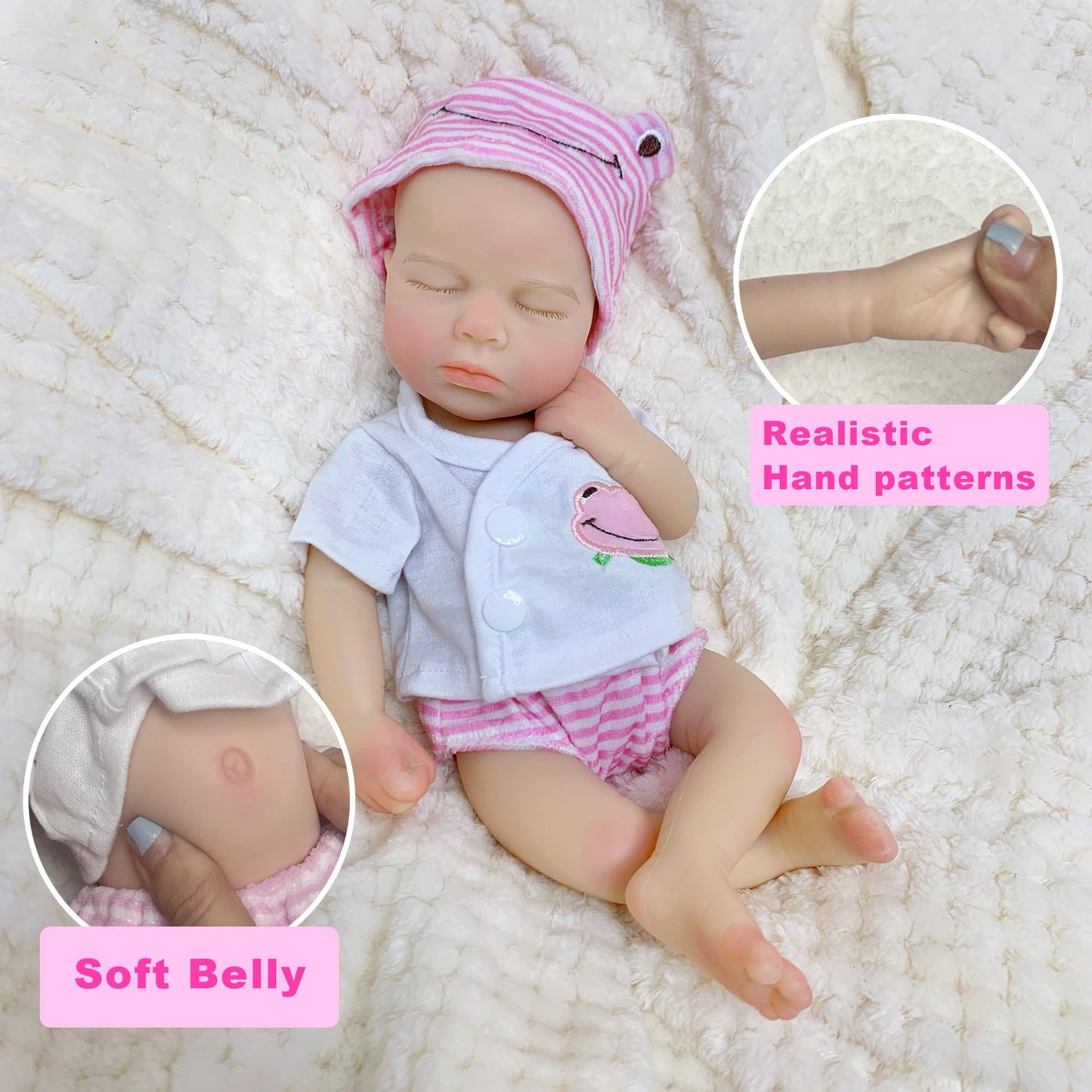 Otarddolls 33Cm Lifelike Reborn Baby Dolls - Silicone Full Body Girl Dolls, Handmade, Painted For Kids