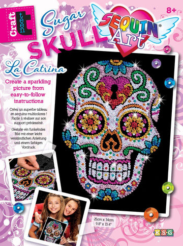 Sequin Art Sugar Skull Sparkling Arts and Crafts Picture Kit; Creative Crafts for Adults and Kids