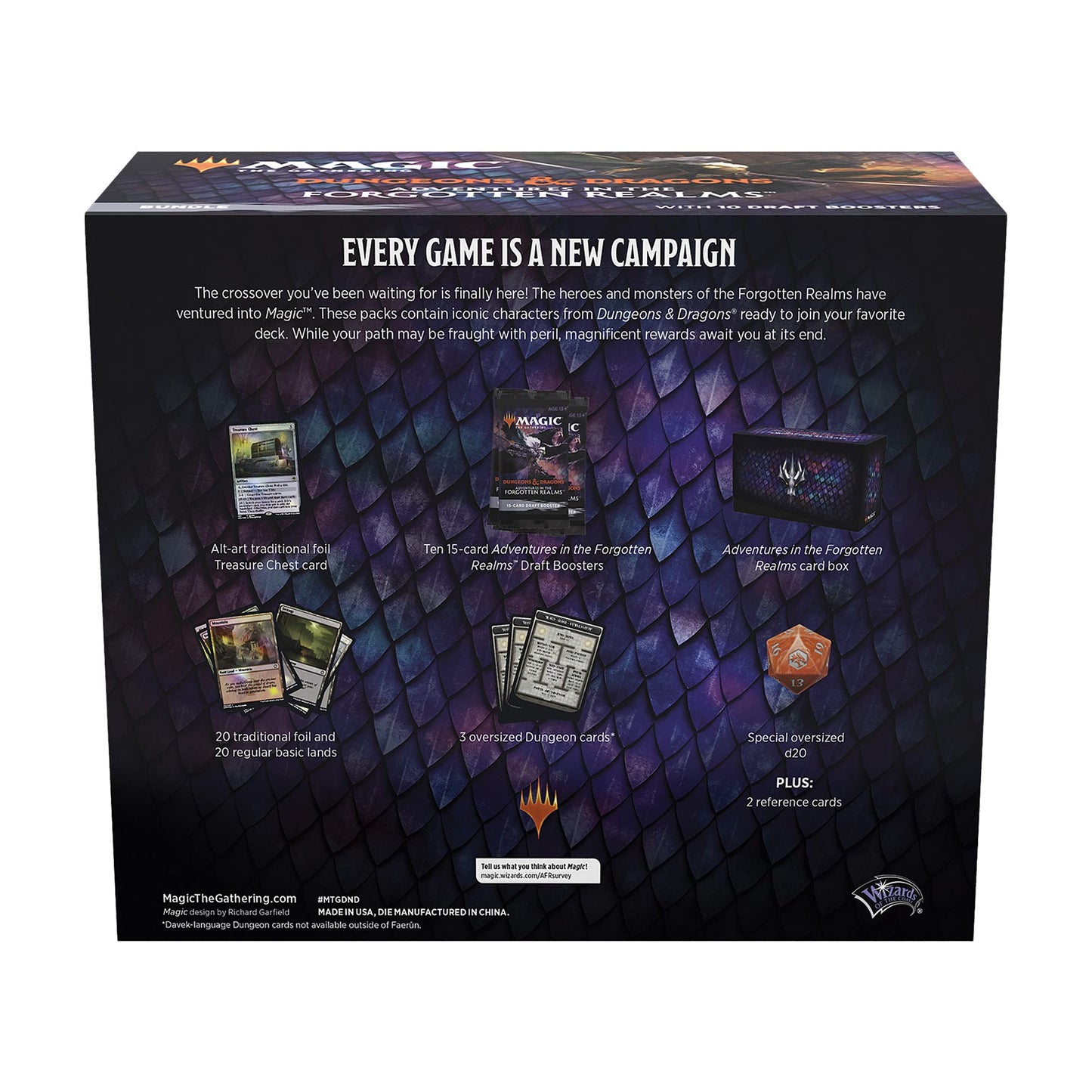 Magic: The Gathering Adventures In The Forgotten Realms Bundle | 10 Draft Boosters (150 Magic Cards) + Accessories