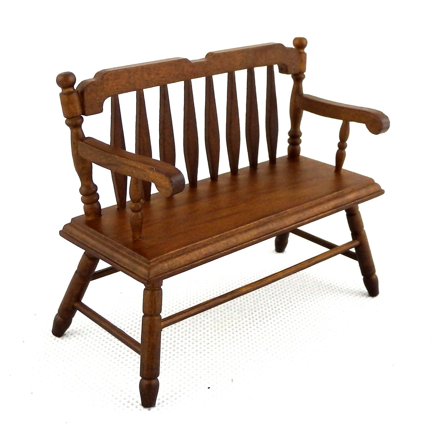 Dollhouse Miniature Deacons Bench In Walnut