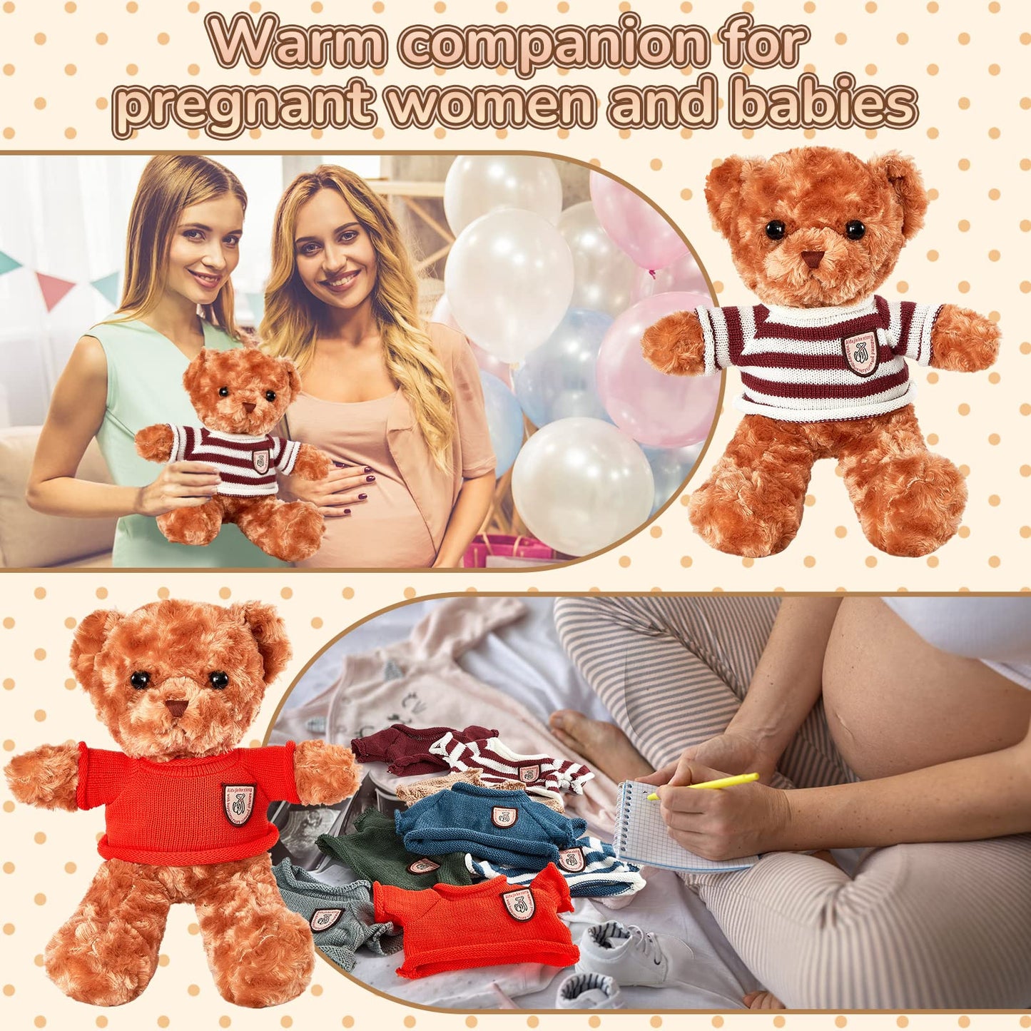 Sratte 8 Pcs Doll Clothes Bear Clothes Cute Stuffed Animal Doll Accessories Plush Toy Clothes Bear Sweater Outfit Fit Most 14-18 Inch Bears Animal Plush Dolls Stuffed Toys