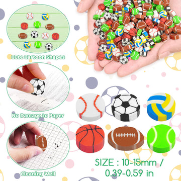 300 Pieces Sports Erasers Football Erasers Mini Erasers Assortment Kids Fun Erasers Tiny Erasers Novelty Pencil Erasers Bulk Min