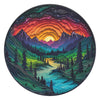 Magic Forest Puzzles For Adults 1000 Pieces, Nature Round Tree Mountain River Sunset Landscape Puzzle, Colorful Paper Cut Art Pu