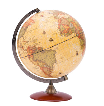 Exerz 12' Antique Globe With A Wood Base - Rotating World Globe Vintage Decorative 12 Inch (30Cm) Diametre