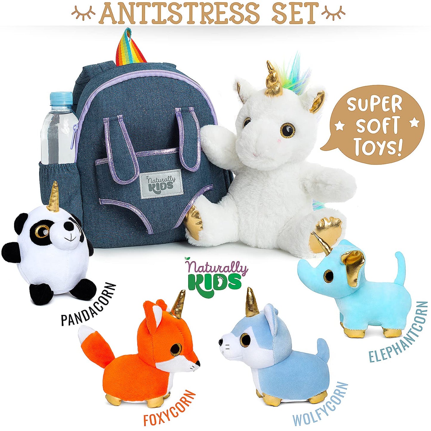 Naturally Kids Toddler Backpack W Stuffed Animal Toys, Toddler Gifts For Boys Girls, Small Backpack, Unicorn Toys
