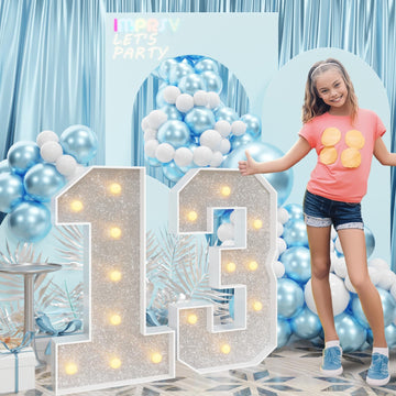 Imprsv 3Ft Silver 13Th-Birthday Decorations Numbers: 13Th Birthday Party Anniversary Decorations Large Light Up Numbers 13 For G