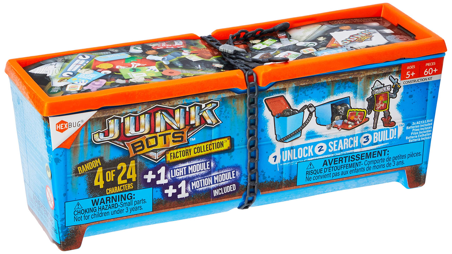 Hexbug Junkbots Factory Collection Industrial Dumpster, Surprise Toys In Every Box Lol With Boys And Girls, Alien Powered Toys For Kids, 60+ Pieces Of Action Construction Figures, For Ages 5 And Up