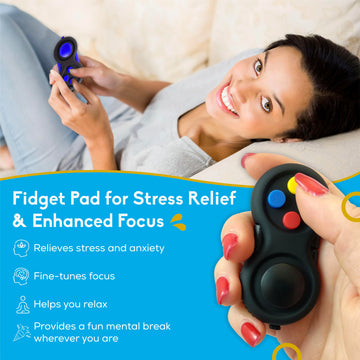 Pilpoc Fidget Pad - Fidget Controller Toy For Highly Increased Focus, Reduced Stress, Anxiety, Adhd Clicker, Fidget Clicker, Con