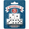 Brybelly Classic White Game Dice - 5-Pack, 16mm Plastic Six-Sided Pipped Dice for Board and Card Games