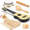 L Learning Toy Boxes Wooden Musical Instruments Set - Kids Guitar, Maracas, Xylophone, Tambourine, Recorder - Perfect for Toddlers 1-3