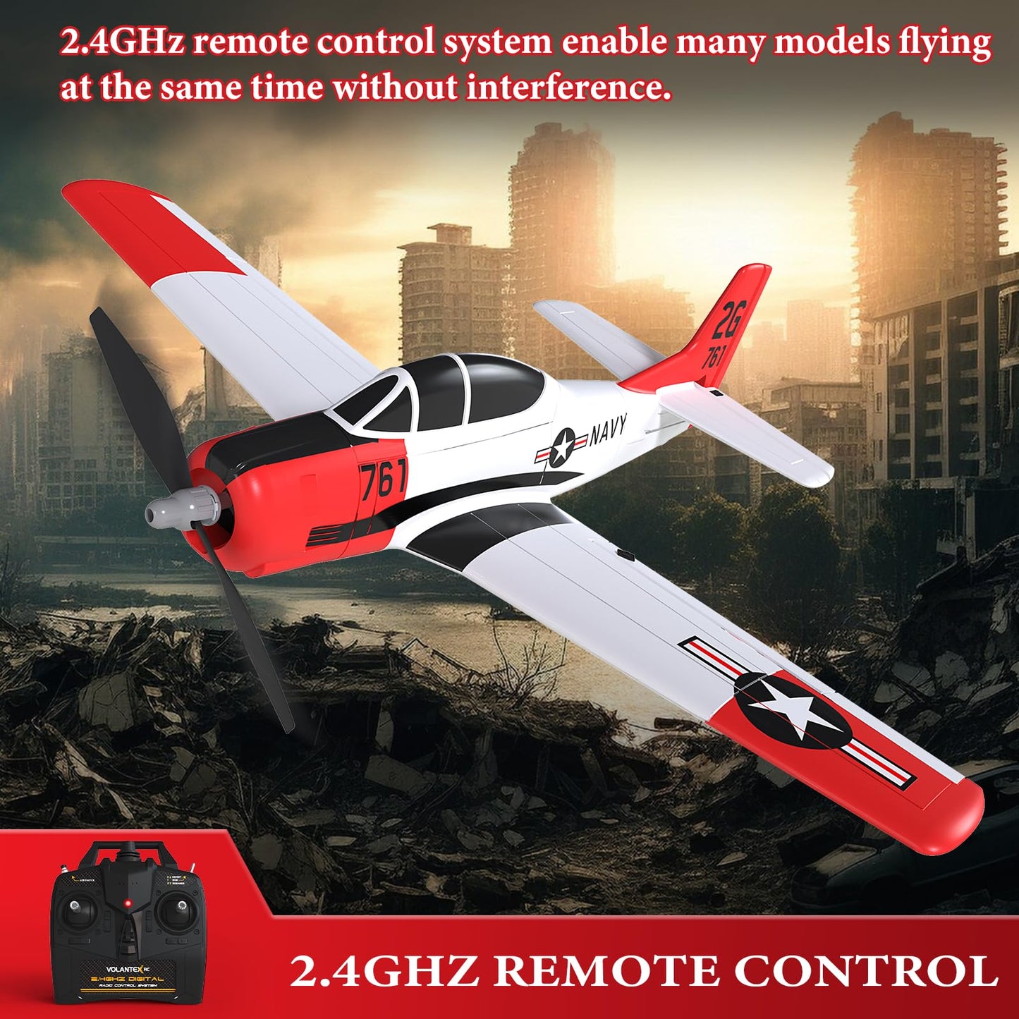 Gluiseur 4 Channel Rc Plane - Ready To Fly Aerobatic Aircraft, Easy Control For Beginners, T28 Trojan Rc Airplane Best Gift For