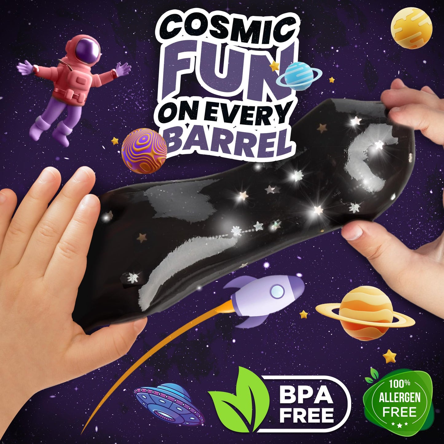 Black Nebula Slime - 48 Pack - Galaxy Star Slime Party Favors For Kids - Non-Sticky, Stress Relief, Arts & Crafts