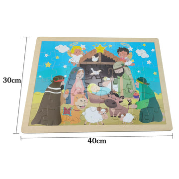 Wooden Jigsaw Puzzles 48 Pcs For Children Ages 3-5, Savior Born Jigsaw Puzzles, Pre-School Learning Toy Gifts For Boys And Girls