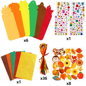 Fall Bookmark Craft Kits Thanksgiving Foam Crafts for Kids Leaf Foam Stickers Autumn Classroom Activities 36 Sets