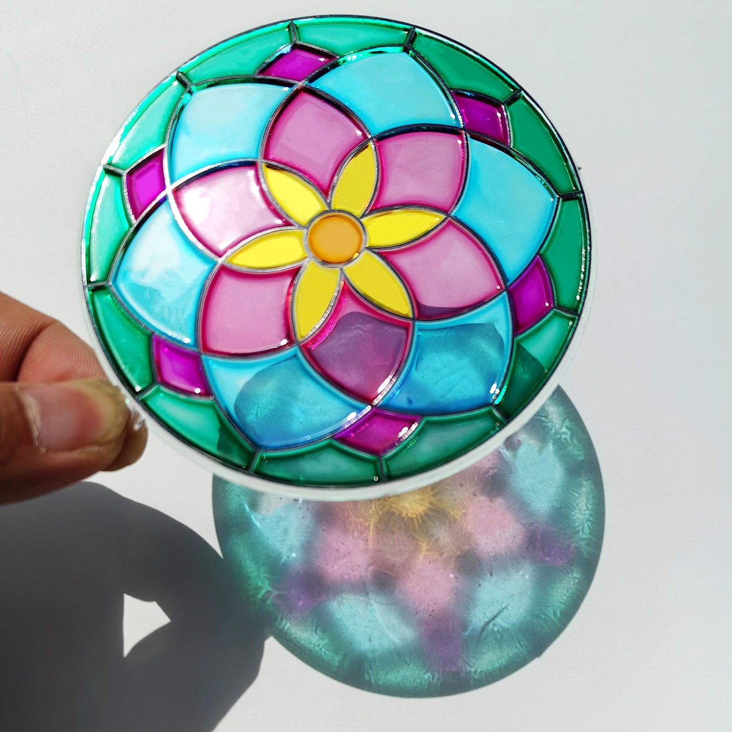 Ayhuhra 30 Sets Mandala Suncatchers Craft Kits Stained Glass DIY Window Paint Art Flower Suncatcher Kits for Spring Summer Party