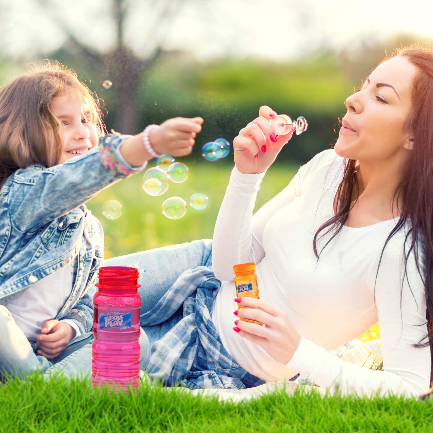 Bubbleplay Bubble Bottle 12 Pack - 4Oz Bubbles For Kids, 5 Hole Bubble Wand Blower, Bubble Solution With Wands - Outdoor Summer