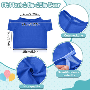 Jecery 8 Pcs Bear Clothes Tee Bear Colorful Tee Shirt Fit 14-18 Inches Bears Sublimation Stuffed Animal Clothes Cute Tiny Clothes Diy Bear Toy Make Your Own Plush Doll Clothes (Dark)