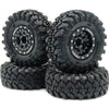 HOBBYSOUL Heavy RC 1.0 Wheels and Tires Pre-Mounted, 1/24 Tires & Adjustable Offset 1.0 Beadlock Wheels Black for 1:24 RC Crawle