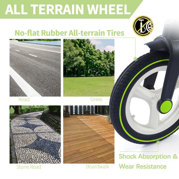 JMMD Toddler Bike with Push Handle, 6-in-1 Foldable, Training Wheels, Brakes, Green, for Kids 18-60 Months, Perfect Gift for Boys & Girls