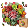 Leogor Large Wooden Puzzles For Adults 500 Piece – Colorful Succulent Jigsaw Puzzle With Unique Laser Cut Animal-Shaped And Flowers-Inspired Wood Pieces – Challenging Design, Xl Size 18.7'' X 18.2''