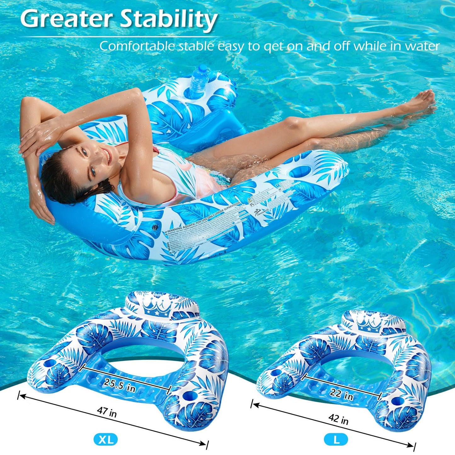 Jasonwell Inflatable Pool Float Chair - Luxury Pool Lounger With Cup Holder, Perfect For Relaxing In The Swimming Pool