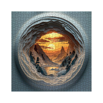 Papercut Puzzles For Adults 1000 Pieces, Landscape Sunset Jigsaw Puzzles Scenery, Nature Mountain Scene Puzzle