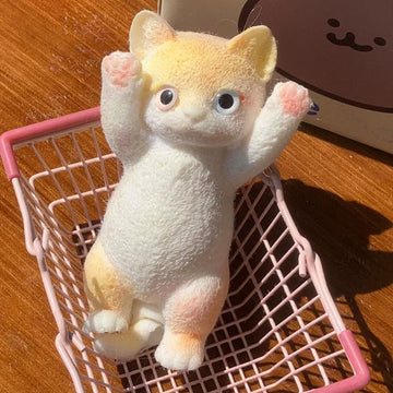 Big Taba Squishy Cat, Fluffy Sticky Soft Realistic Cat,Stress Relieving Cute Large Cat Toys For Family Or Friends (Yellow Cat)