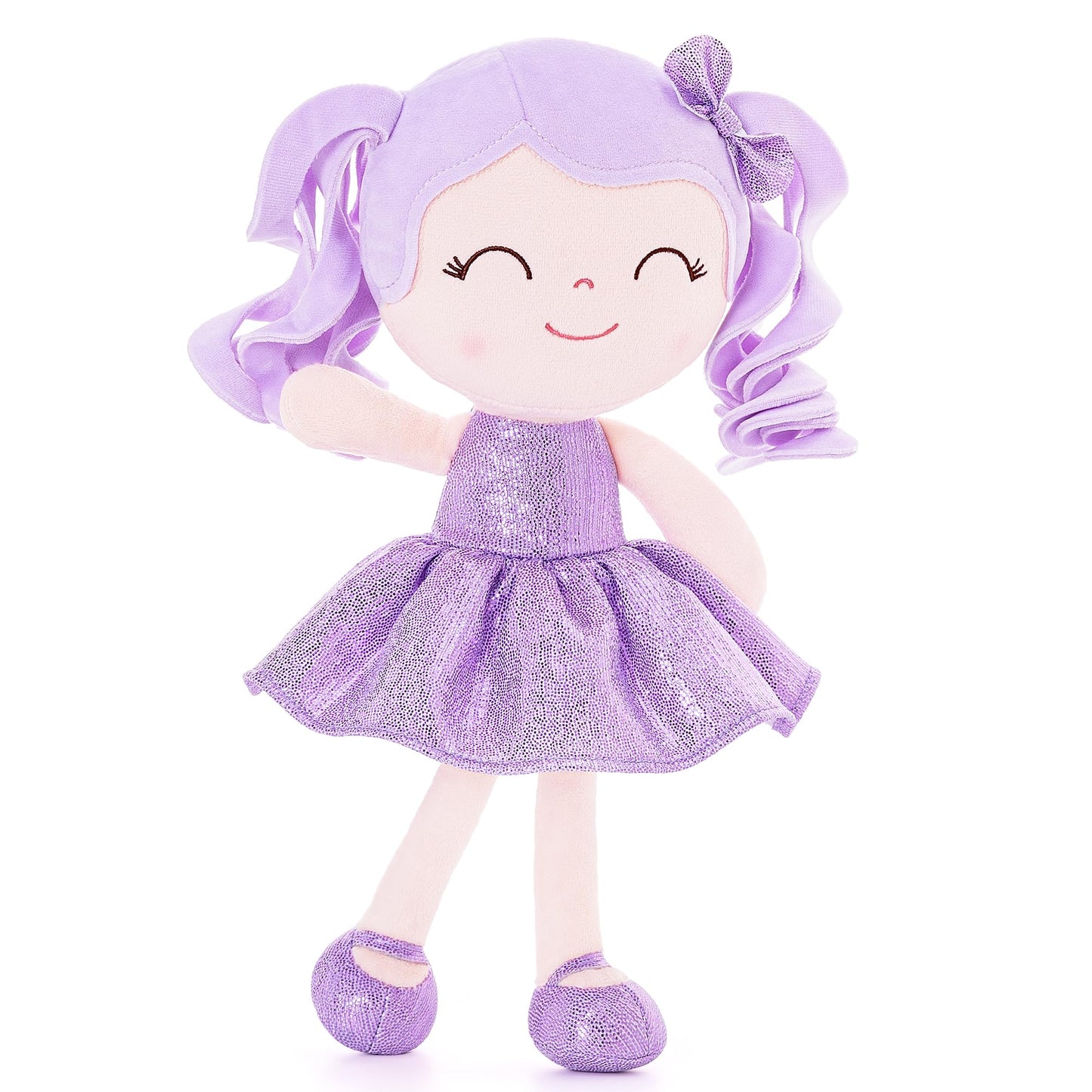 Gloveleya Baby Dolls Soft Snuggly Doll First Baby Girl Gifts Plush Doll With Sparkling Dress Purple 12Inches Pearlescent Series