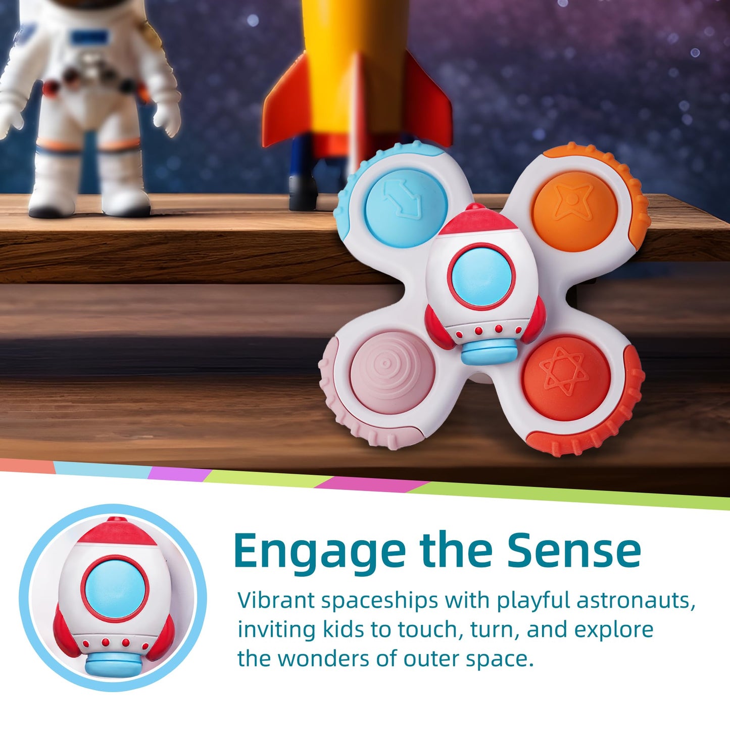 LiKee Strong Suction Cup Fidget Rotating Sensory Bath Toys for Baby 12 18 Months Airplane Car Travel Table & Window Toys for 1 2