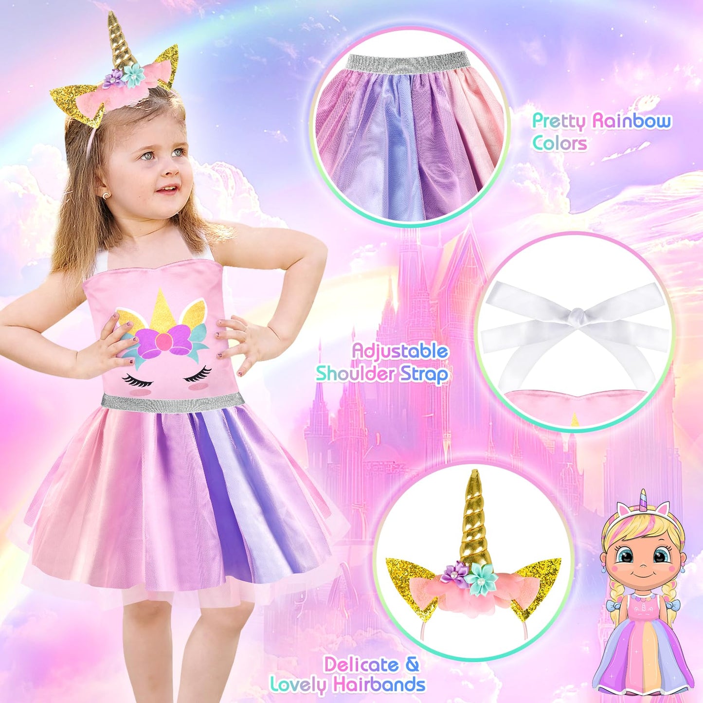 Eulrgaus Princess Dress Up, Toddler Dress Up Clothes, Role Play Princess Costume Gift Set With Princess Dresses And Princess Toy