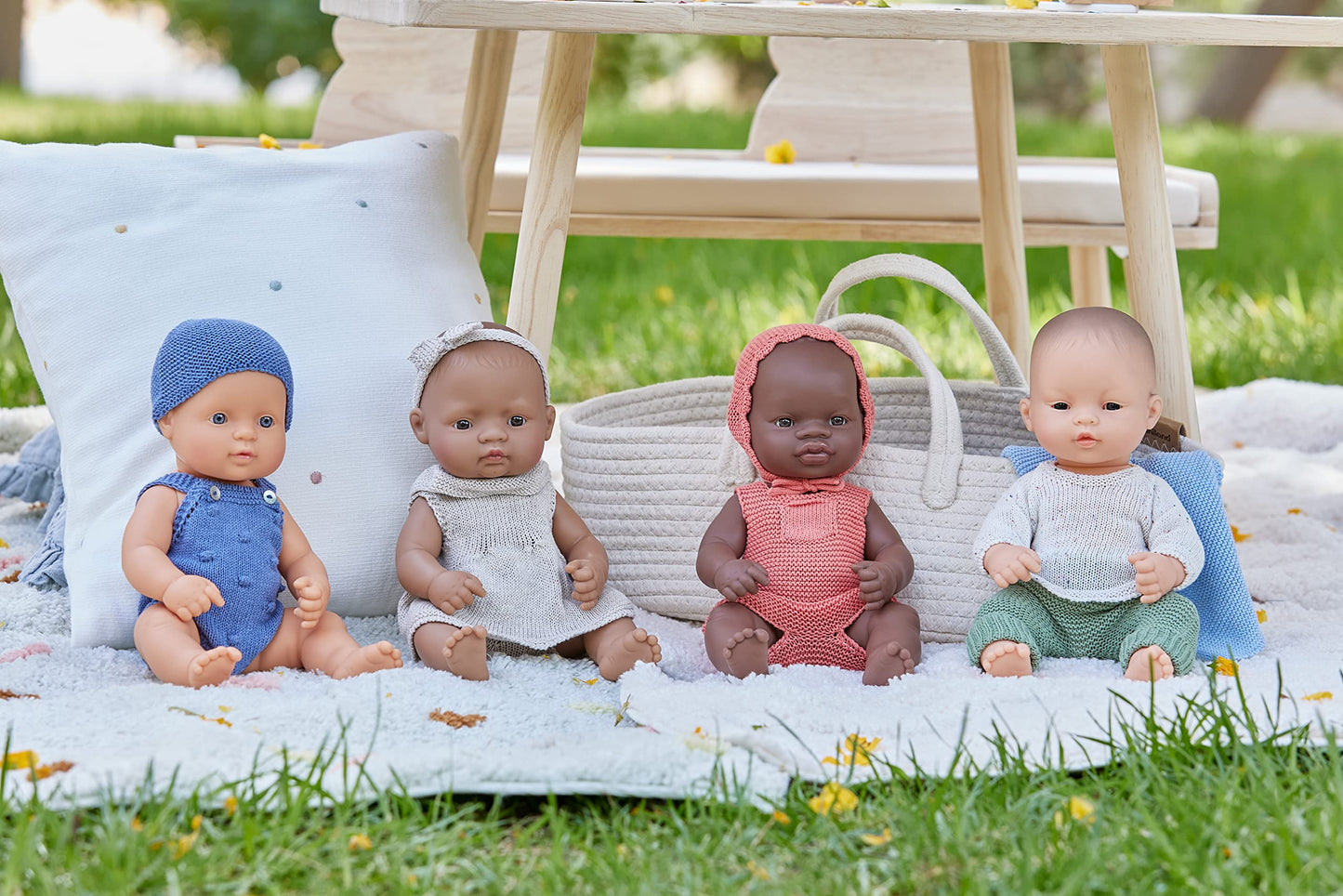 Miniland Clothes for Dolls 12 5/8'' Knitted Outfit Dress & Headband - ECO, Made in Spain, Quality, Role Play, Educational