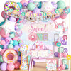Hombae Sweet One Birthday Party Decorations - 128 PCs Donut Themed Birthday Party Supplies with Sweet One Backdrop, Donut Foil B