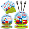 100 Pcs Chugga Chugga Two Two Party Supplies Set Train Plates And Napkins 2Nd Birthday Party Tableware Packs Decorations Transpo